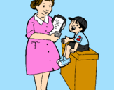 Coloring page Nurse and little boy painted byabbie goodacre