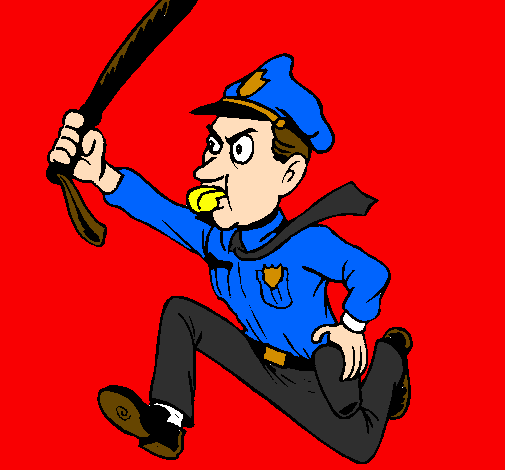 Coloring page Police officer running painted byboo the policeman