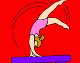 Coloring page Exercising on pommel horse painted byAbbie Goodacre