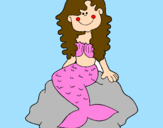 Coloring page Mermaid sitting on a rock painted byabbie goodacre