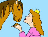 Coloring page Princess and horse painted byAbbie Goodacre