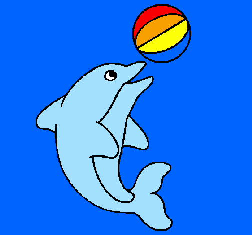 Coloring page Dolphin playing with a ball painted bycalla