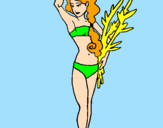 Coloring page Roman woman in bathing suit painted bycaitlin gordon