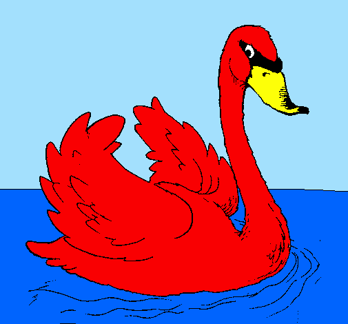 Coloring page Swan in water painted bykyla