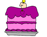 Coloring page Birthday cake painted bypenciluncolored