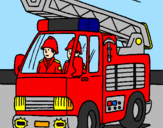 Coloring page Fire engine painted bybelden