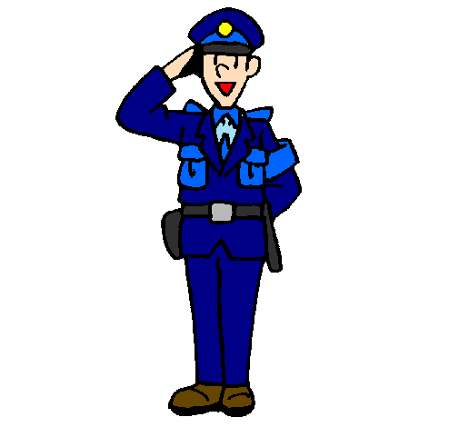 Coloring page Police officer waving painted bybelden