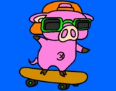 Coloring page Graffiti the pig on a skateboard painted bycaitlin gordon