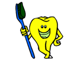 Coloring page Tooth and toothbrush painted byGeorge