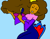 Coloring page Princess brushing her hair painted byariel