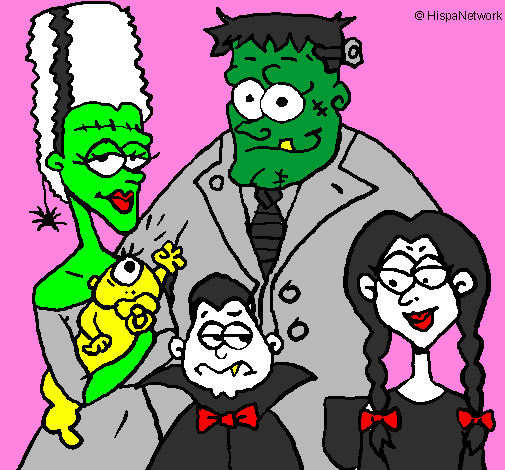 Coloring page Family of monsters painted bycaitlin gordon