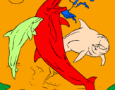 Coloring page Dolphins playing painted byluis
