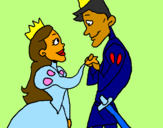 Coloring page Prince and princess looking at each other painted byariel