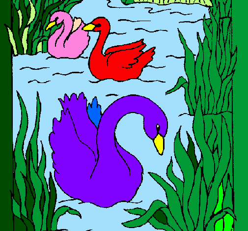Coloring page Swans painted byluis
