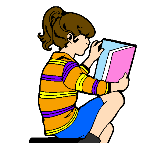 Coloring page Little girl reading painted byKaden:Girl reading
