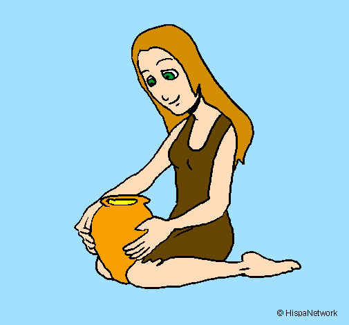 Coloring page Woman and urn painted bycaitlin gordon