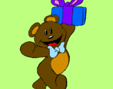 Coloring page Teddy bear with present painted bynayelhi
