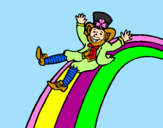 Coloring page Leprechaun on a rainbow painted bymostafa