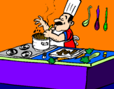Coloring page Cook in the kitchen painted byME