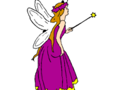 Coloring page Fairy with long hair painted bysarah german