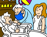 Coloring page Little boy at the dentist's painted byluna