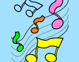 Coloring page Musical notes on the scale painted bykaren$$