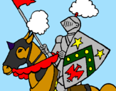 Coloring page Knight on horseback painted bynight on way to battle