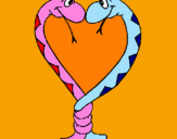 Coloring page Snakes in love painted bykaren$$
