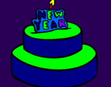 Coloring page New year cake painted byshorty