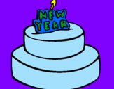 Coloring page New year cake painted byCelia Mcswiney
