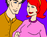 Coloring page Father and mother painted byZZ