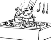 Coloring page Cook in the kitchen painted byanie