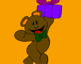 Coloring page Teddy bear with present painted byMARIANA