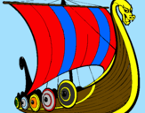 Coloring page Viking boat painted bylogan