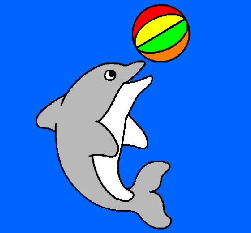 Coloring page Dolphin playing with a ball painted bymorgan