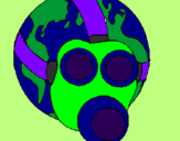 Coloring page Earth with gas mask painted byshorty
