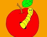 Coloring page Apple with worm painted byJimmy