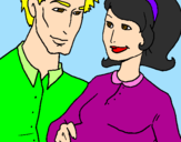 Coloring page Father and mother painted byRebeca
