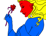 Coloring page Princess with a rose painted by4589663