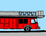 Coloring page Fire engine with ladder painted bylogan