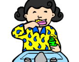 Coloring page Little girl brushing her teeth painted byraquel