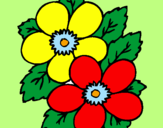 Coloring page Flowers painted byline