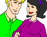 Coloring page Father and mother painted byRebeca.G.Fukushima