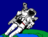 Coloring page Astronaut in space painted bylogan