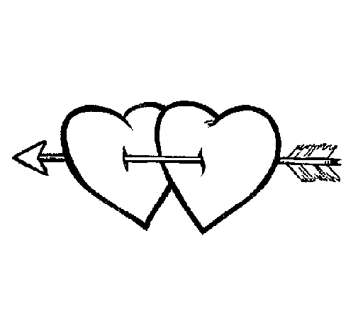 Coloring page Two hearts and an arrow painted byoataz