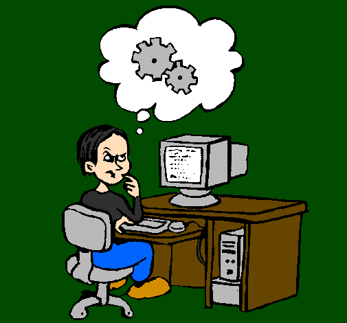 Coloring page Computer expert thinking painted bylogan