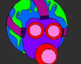 Coloring page Earth with gas mask painted byAriana$