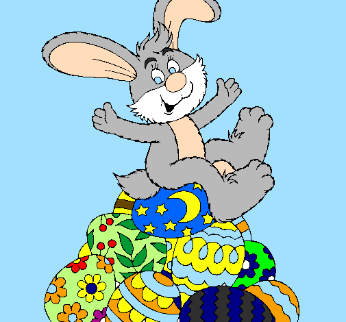 Coloring page Easter bunny painted byGiuseppe di giovanni