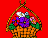 Coloring page Basket of flowers painted byFlowers