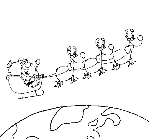 Coloring page Father Christmas delivering presents 3 painted byemel